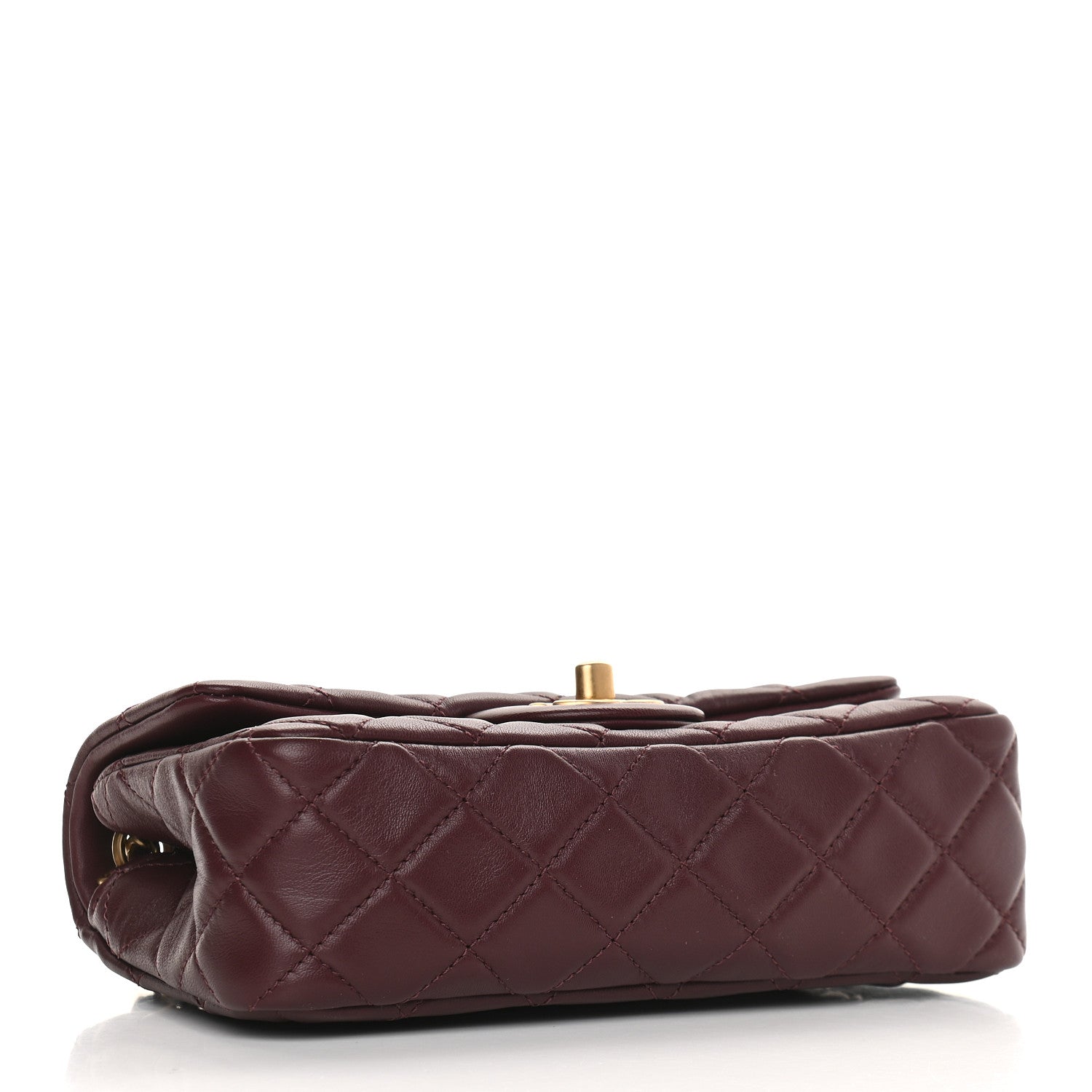 Quilted Mini Rectangular Pearl Crush Flap Burgundy