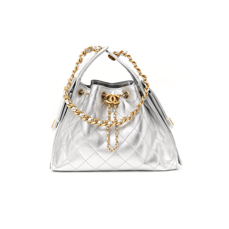 Chanel Hobo Bag Metallic Silver