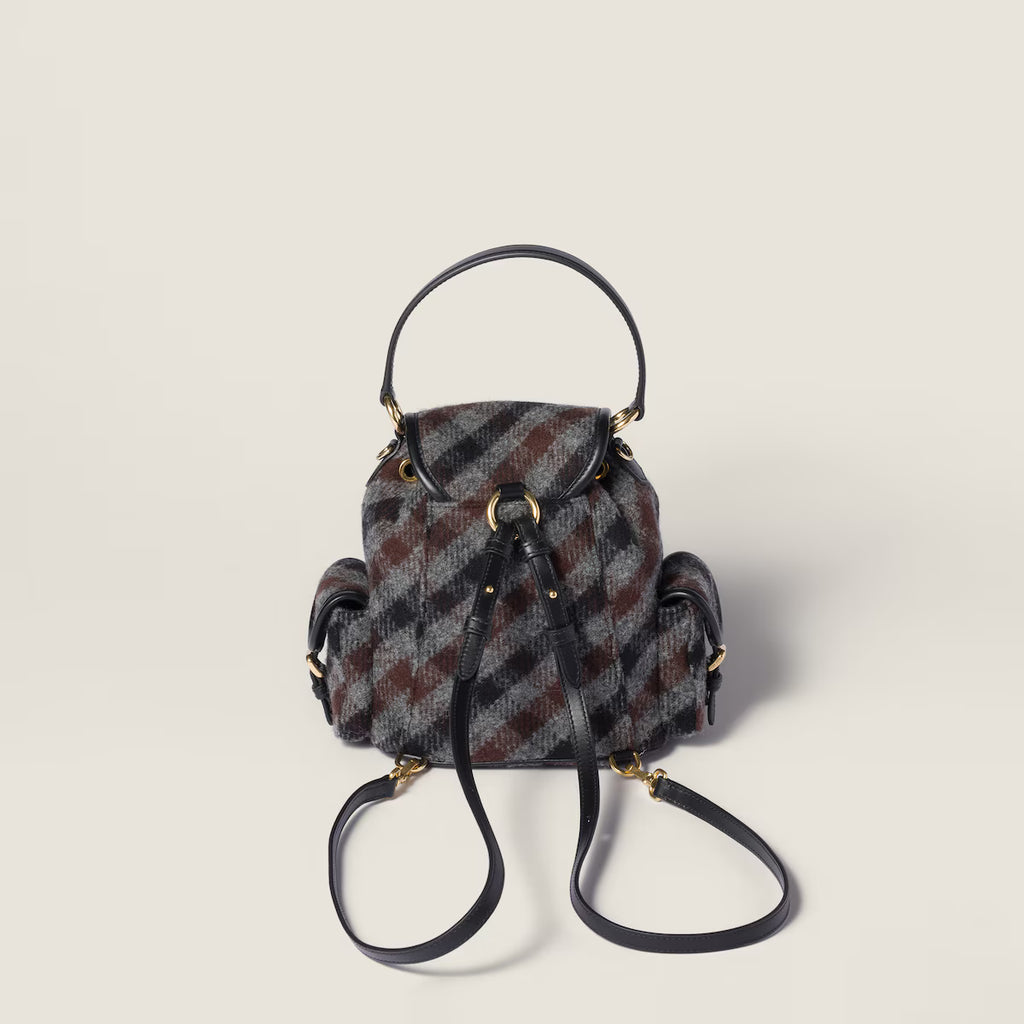 Miu Miu Plaid and leather backpack
