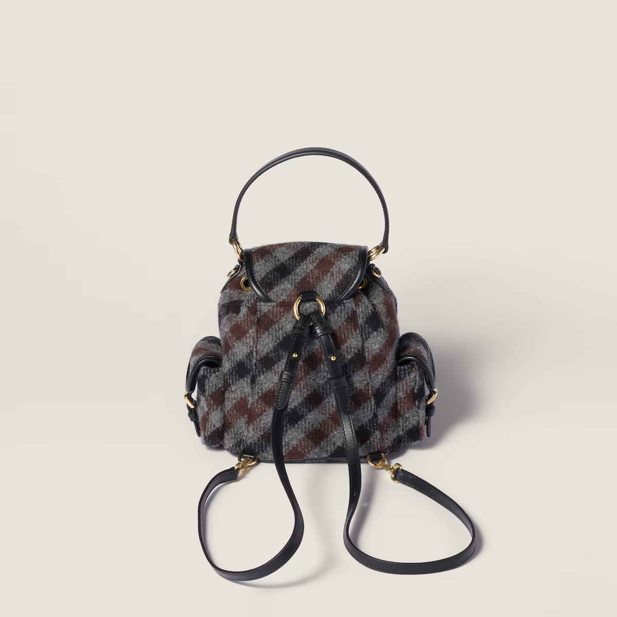 Miu Miu Plaid and leather backpack