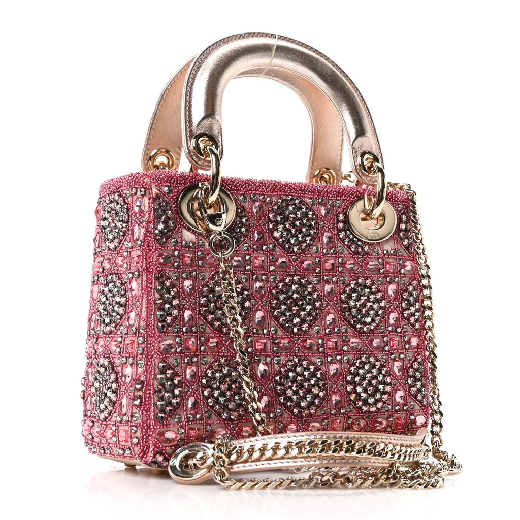Metallic Bead Embroidery Mini Lady Dior