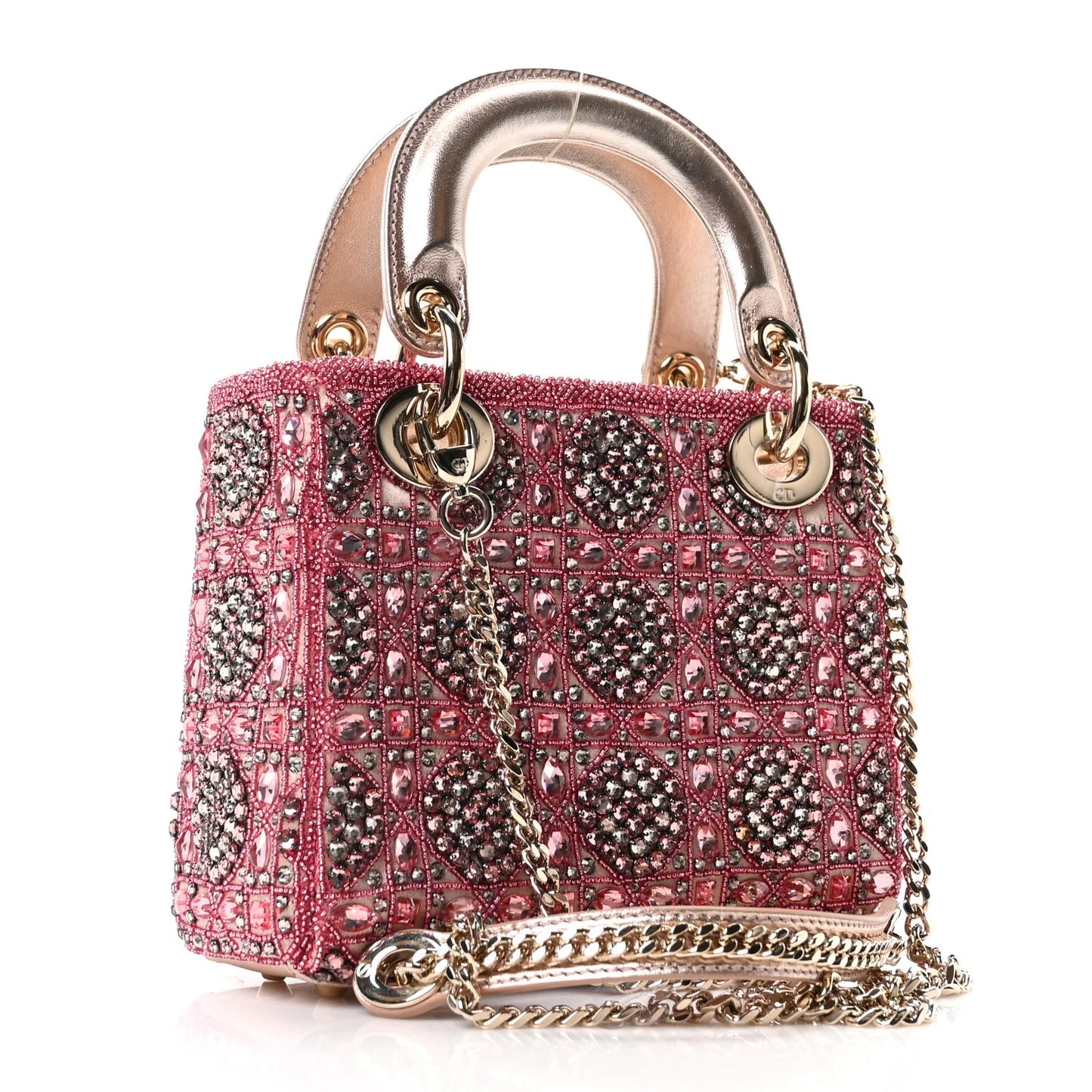 Metallic Bead Embroidery Mini Lady Dior