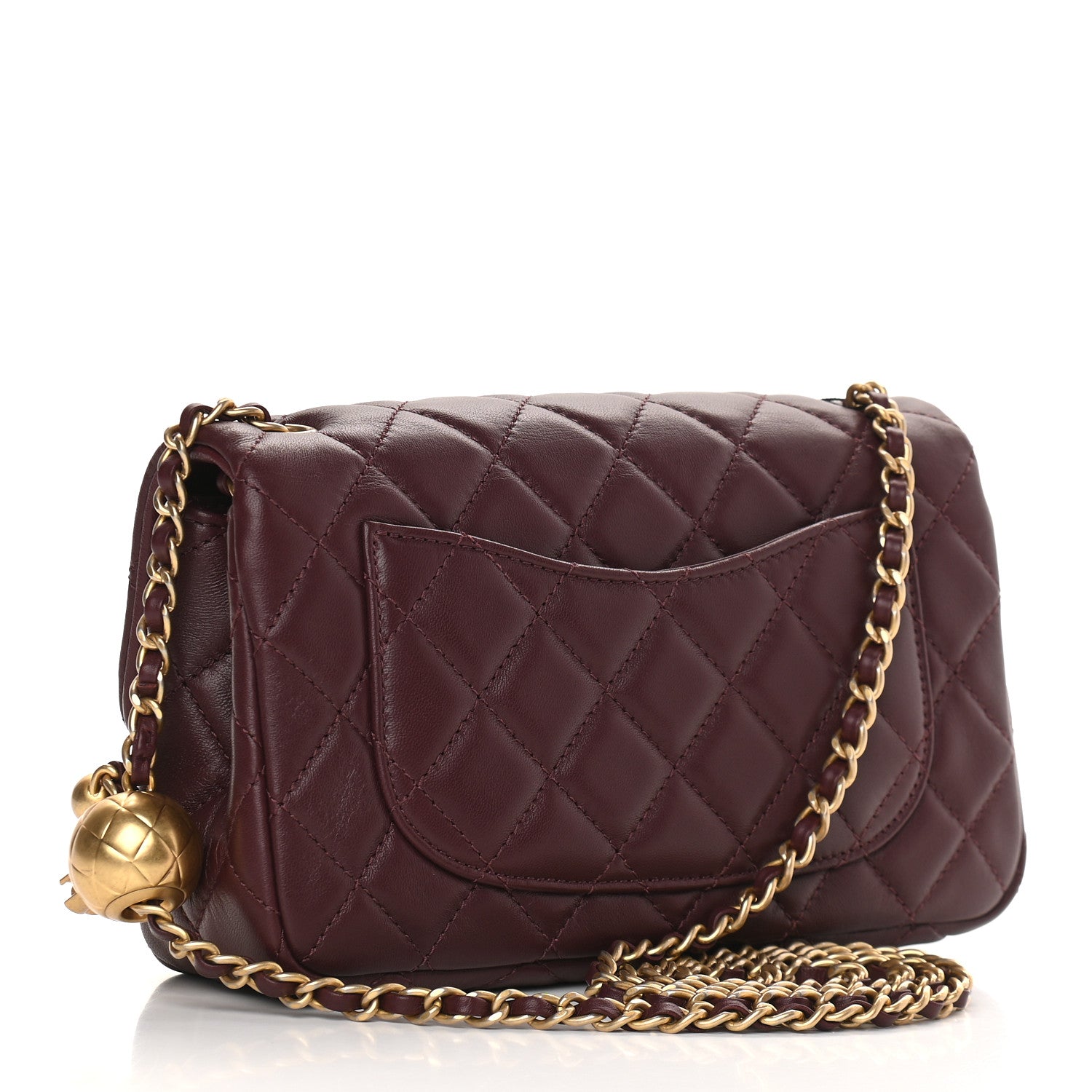 Quilted Mini Rectangular Pearl Crush Flap Burgundy