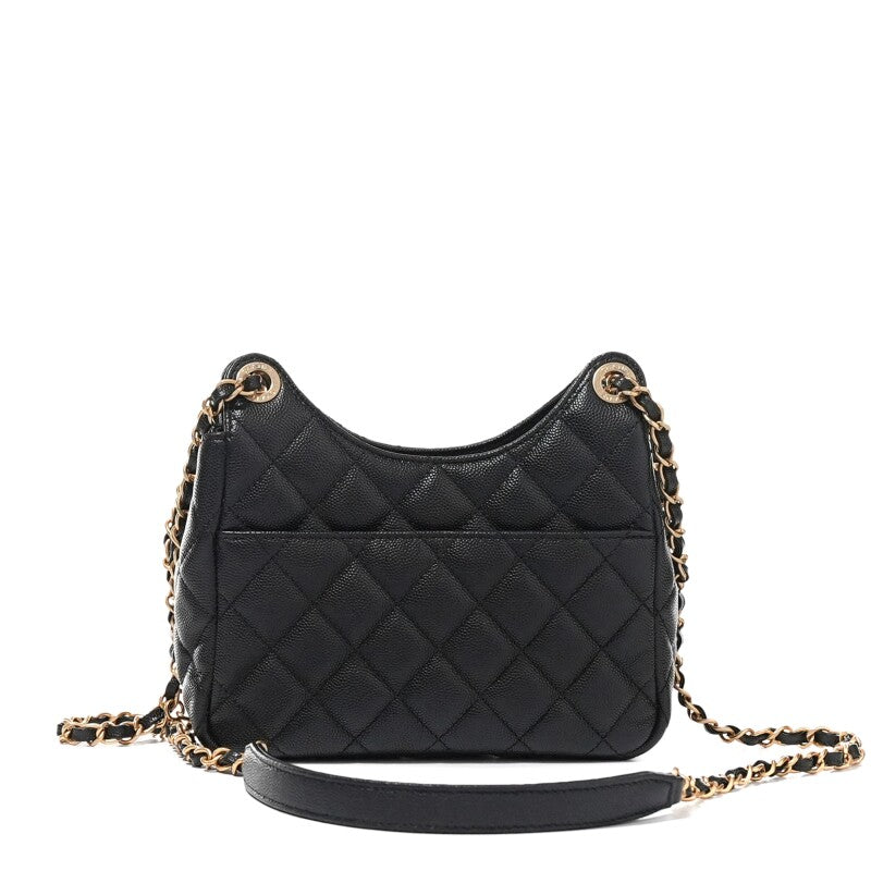 Chanel Black Quilted Caviar Hobo Bag