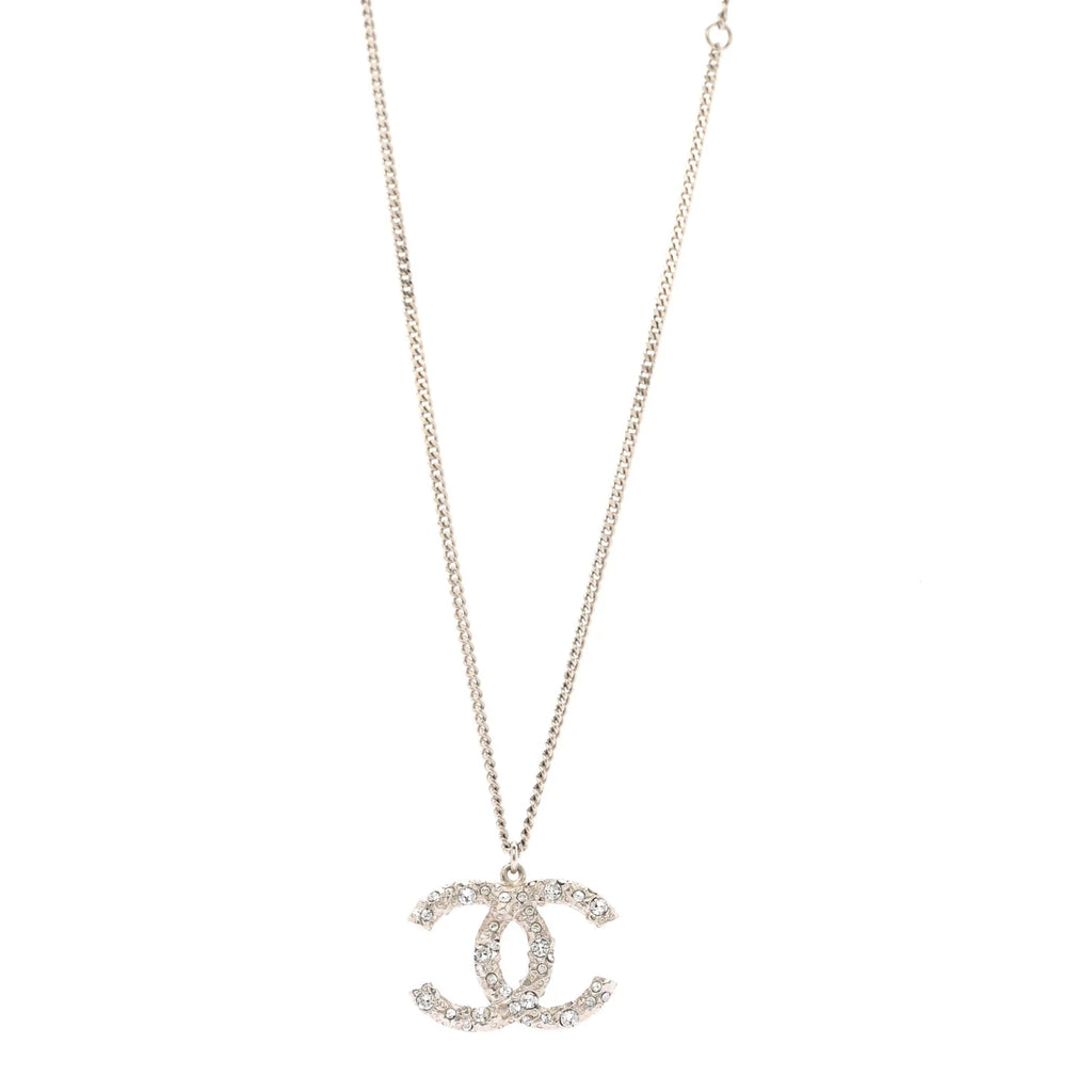 Crystal CC Pendant Necklace Silver