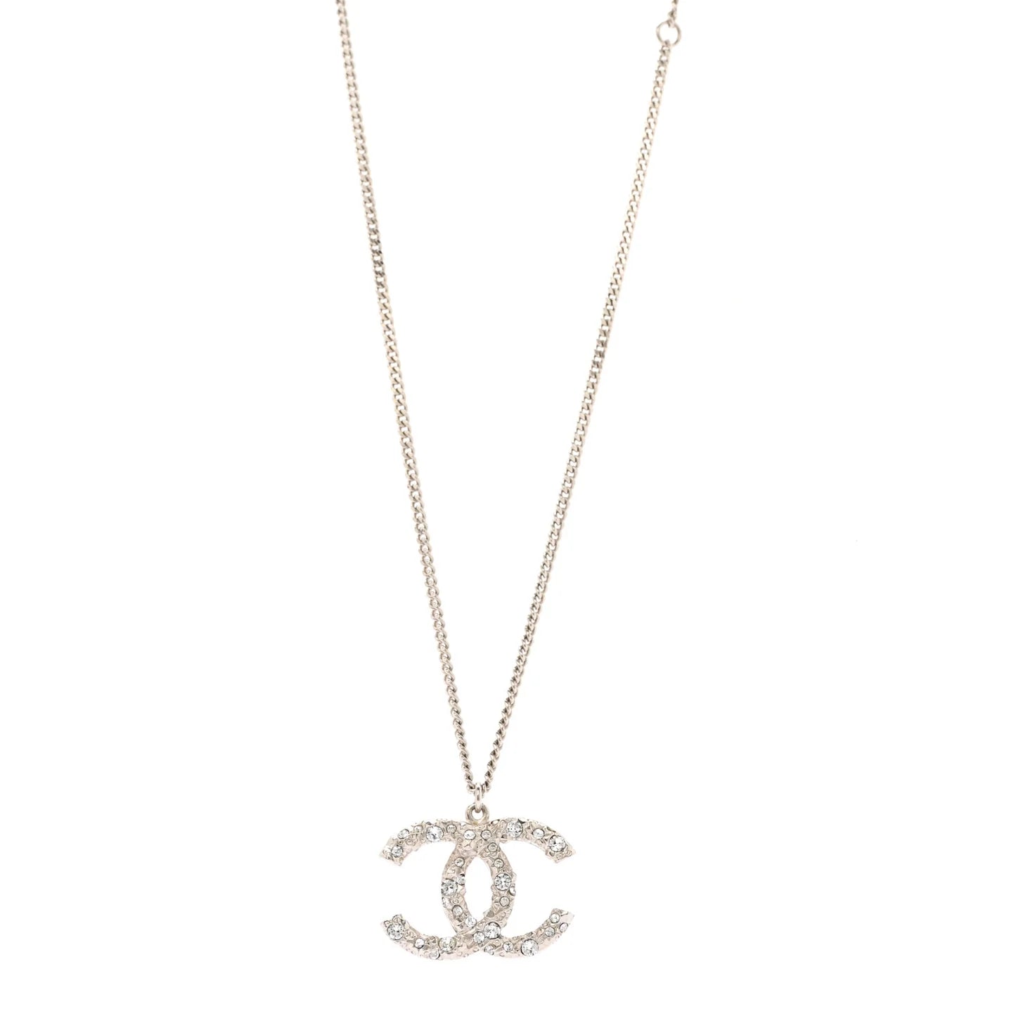 Crystal CC Pendant Necklace Silver