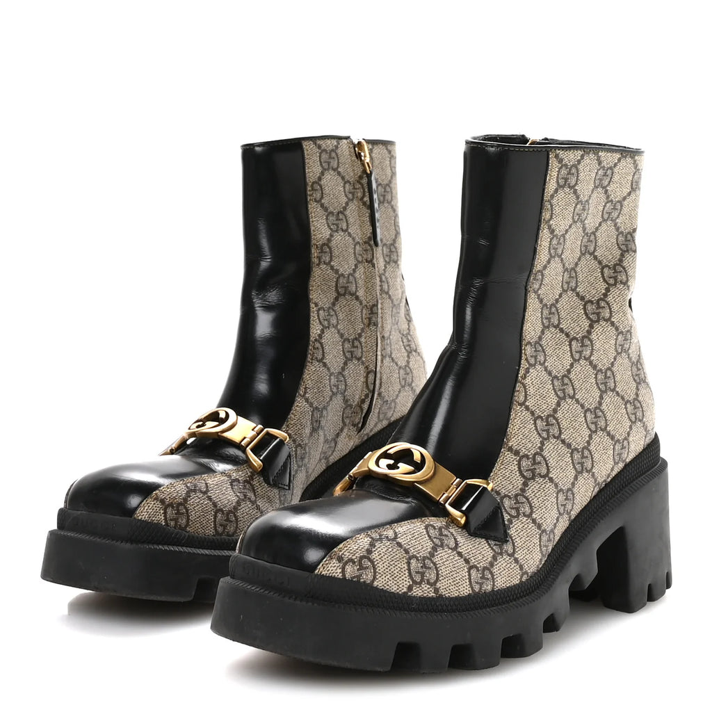Gucci Womens Lug Sole Ankle Boots