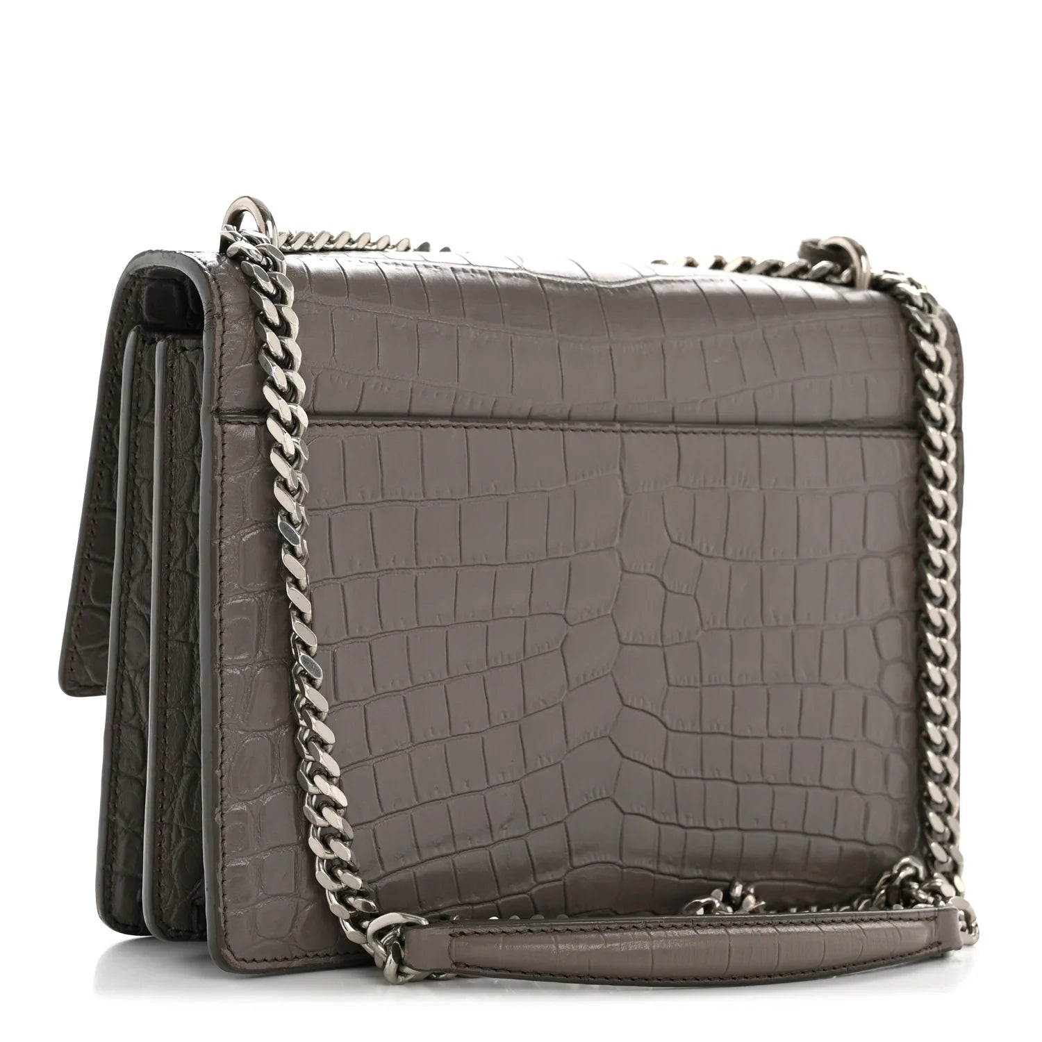 Ysl Calfskin Crocodile Embossed Monogram Sunset Fog Bag