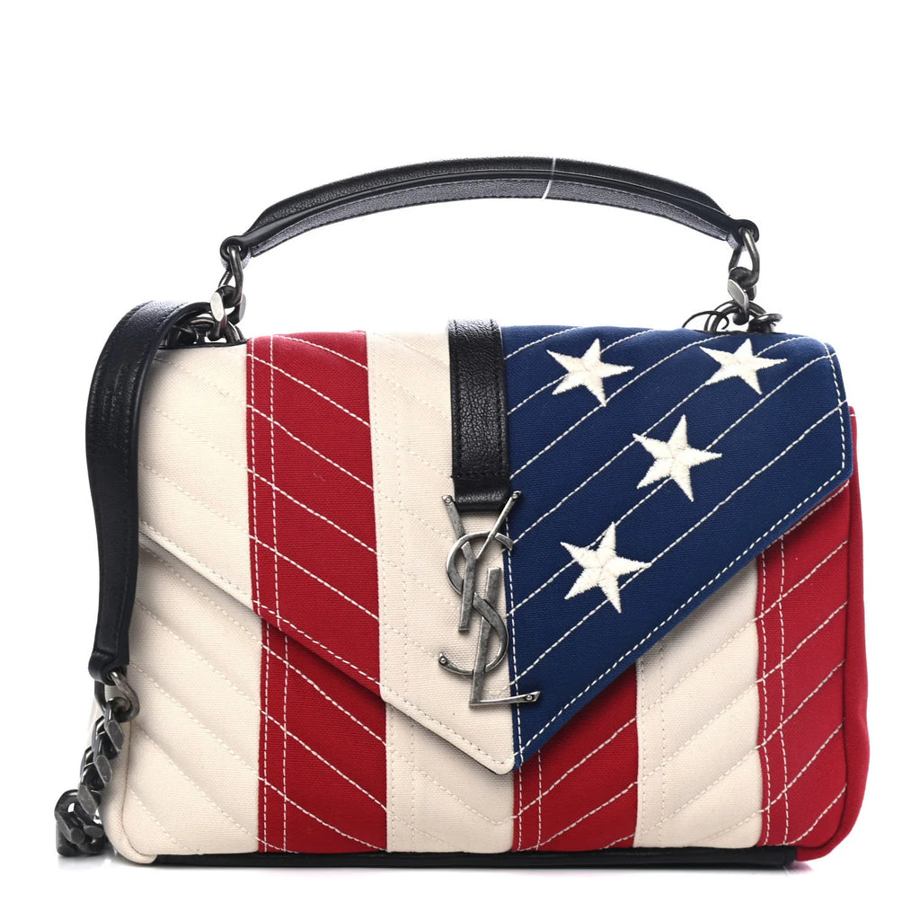 Ysl Canvas Matelasse Chevron American Flag Bag