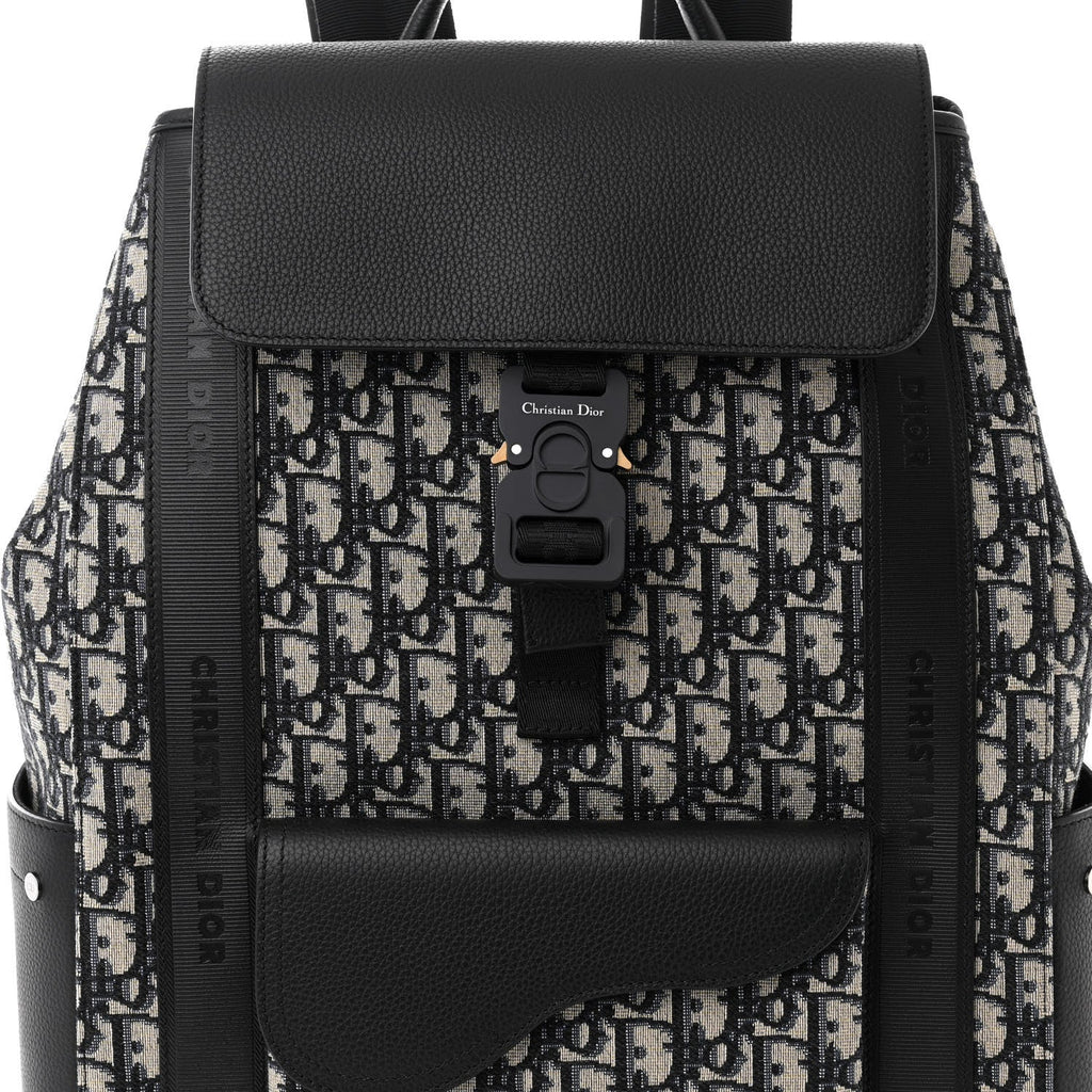 Dior Oblique Jacquard Grained Calfskin Saddle Backpack