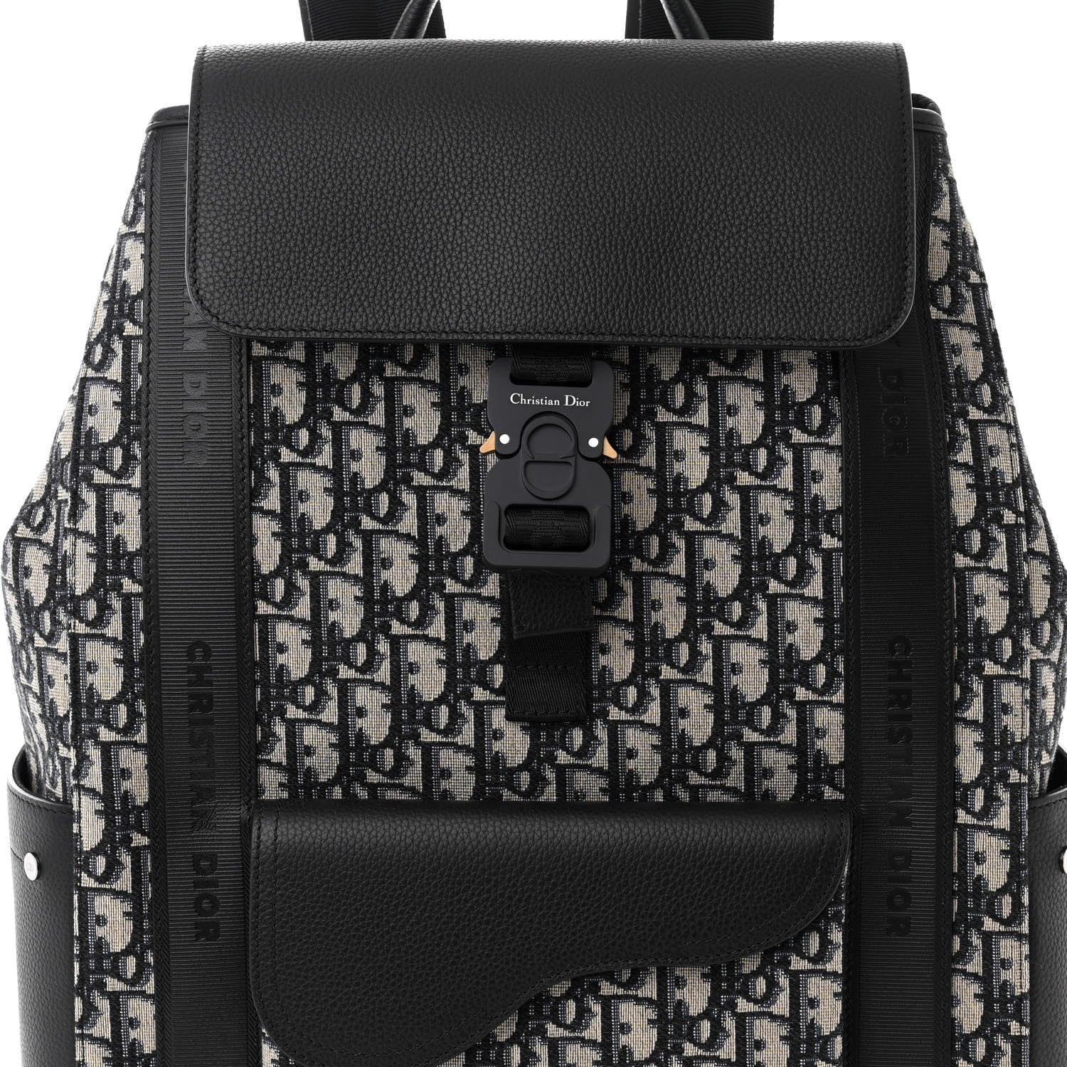 Dior Oblique Jacquard Grained Calfskin Saddle Backpack