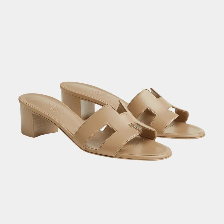 Hermes Oasis Heel Sandals Beige