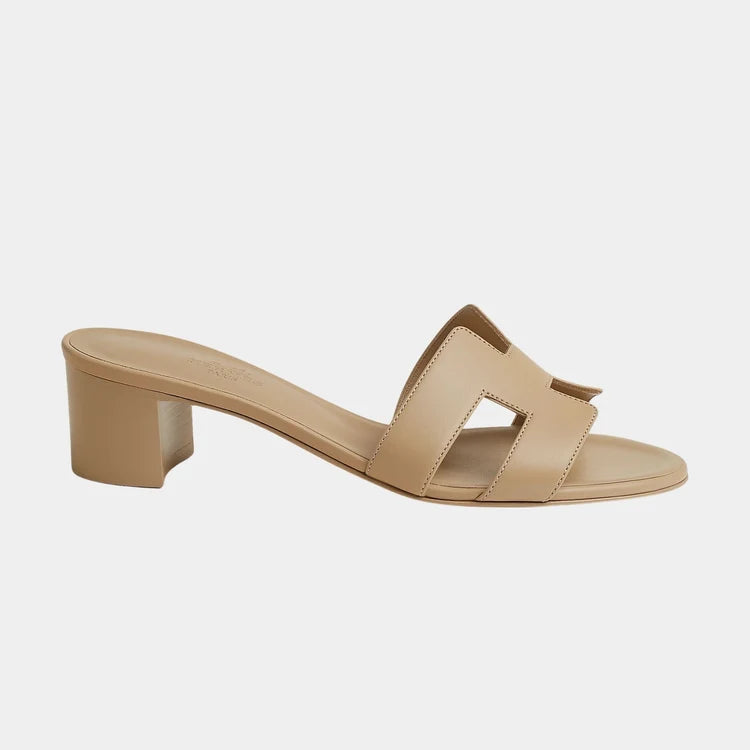 Hermes Oasis Heel Sandals Beige