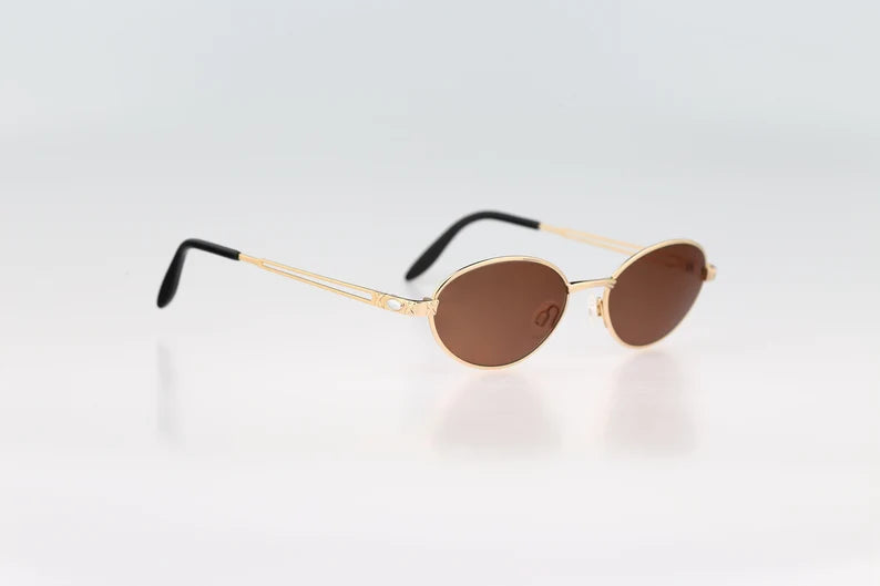Gold small oval sunglasses women