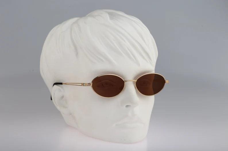 Gold small oval sunglasses women