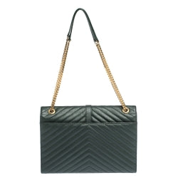 Saint Laurent Green Chevron Quilted Leather Bag