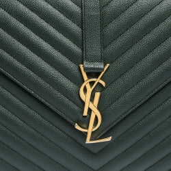 Saint Laurent Green Chevron Quilted Leather Bag