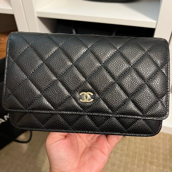 Chanel Classic WOC Silver Black
