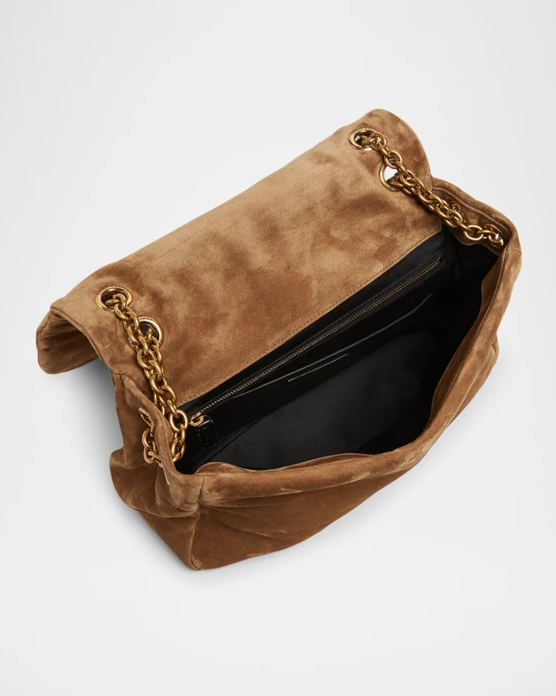 Jamie Medium Quilted Suede Shoulder Bag