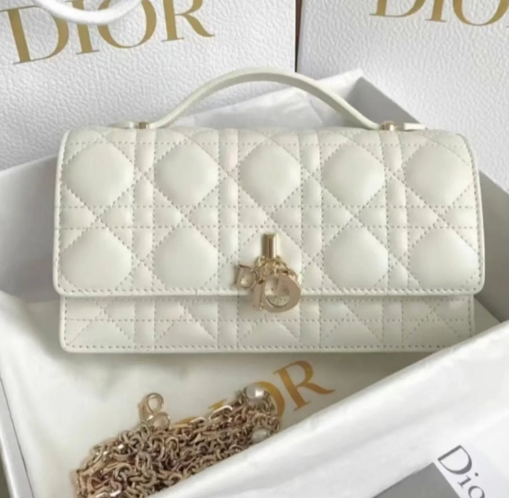 Dior White Leather Miss Dior Top Handle