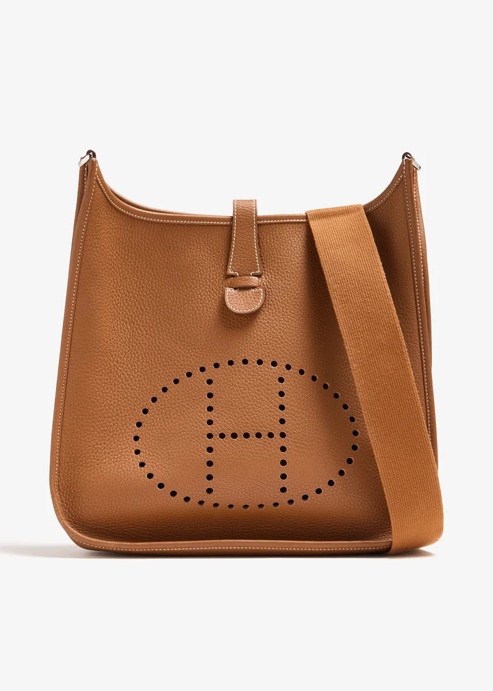 Hermes Gold Clemence Leather Evelyne III PM Bag