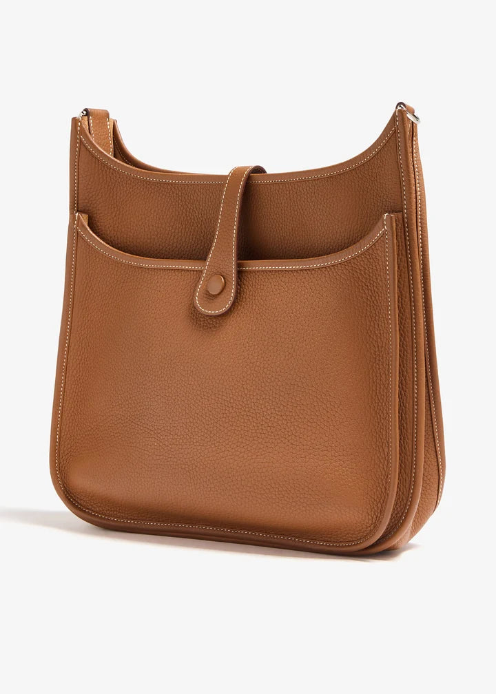 Hermes Gold Clemence Leather Evelyne III PM Bag