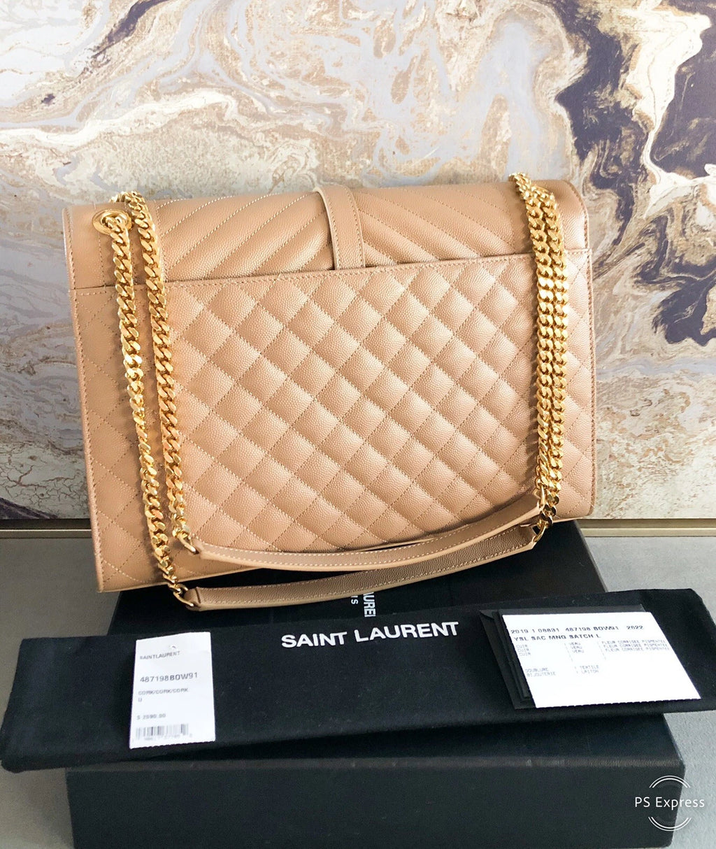 Ysl Matelasse Triqult Monogram Envelope Chain Shoulder Bag