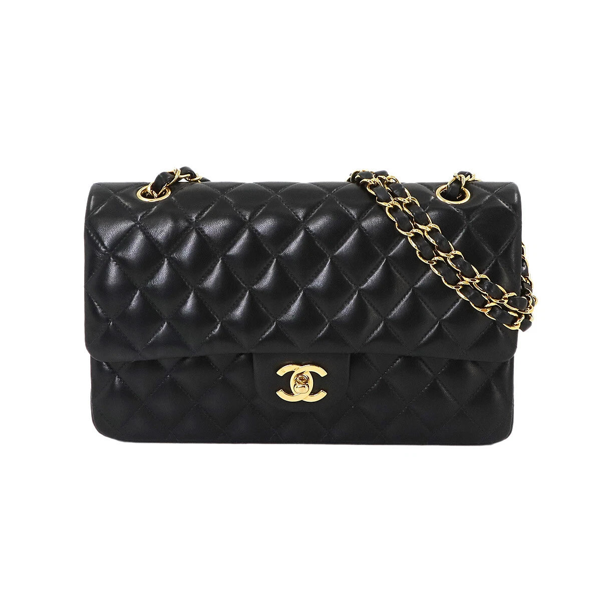 CHANEL Matelasse 25 Chain Shoulder Bag Leather Black
