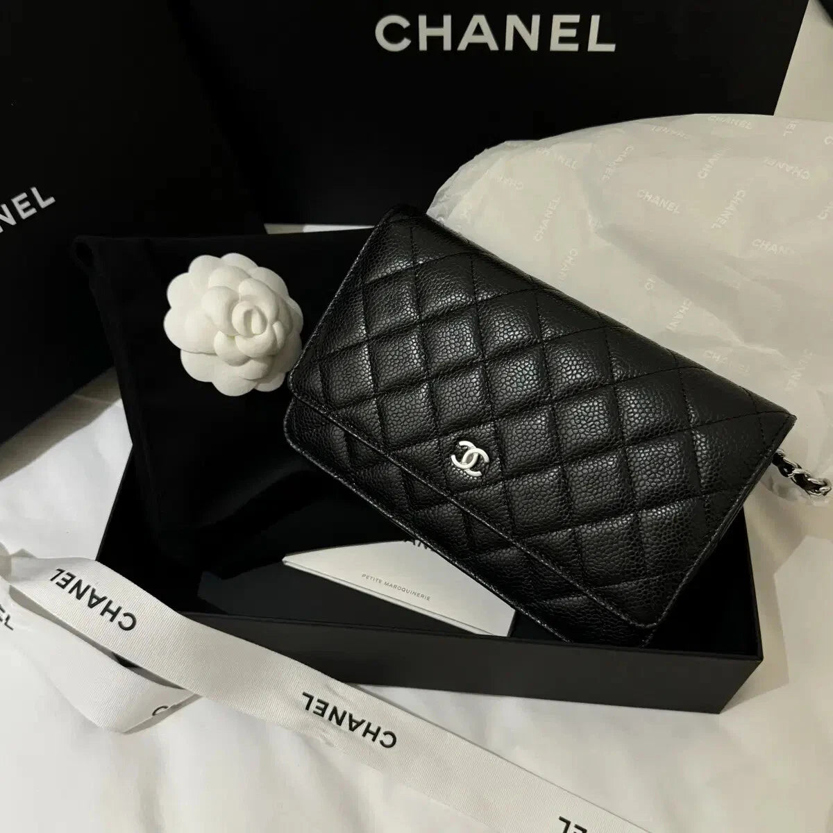 Chanel Classic WOC Silver Black