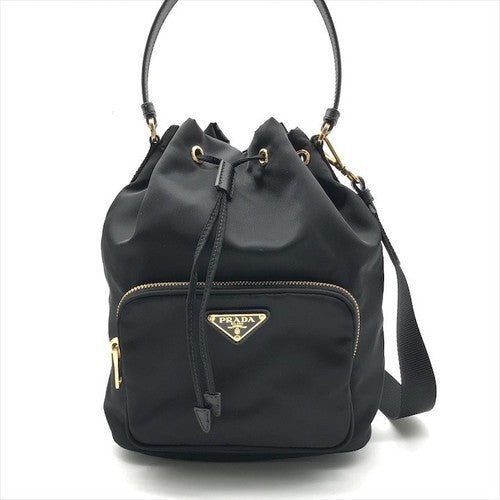 PRADA Triangular Logo Plate Nylon Hand Bag