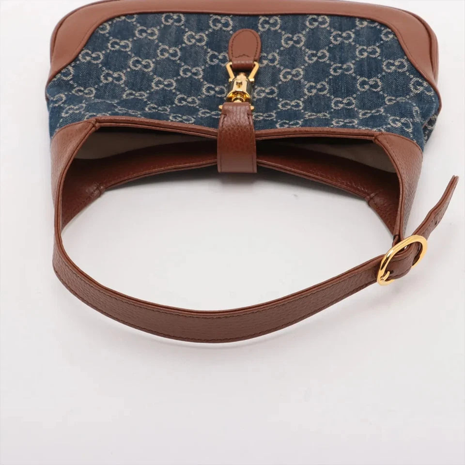 Gucci Jackie denim x leather Shoulder bag
