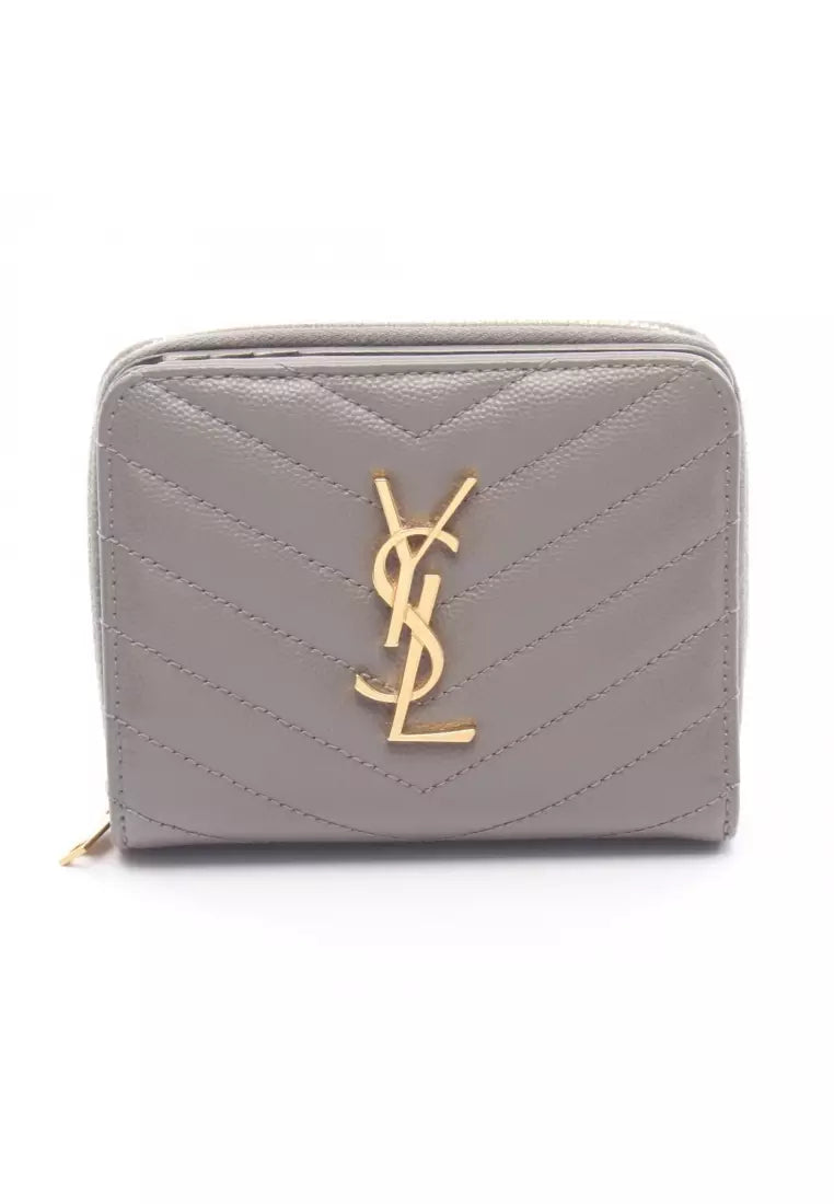Ysl Paris monogram Bi-fold wallet leather gray