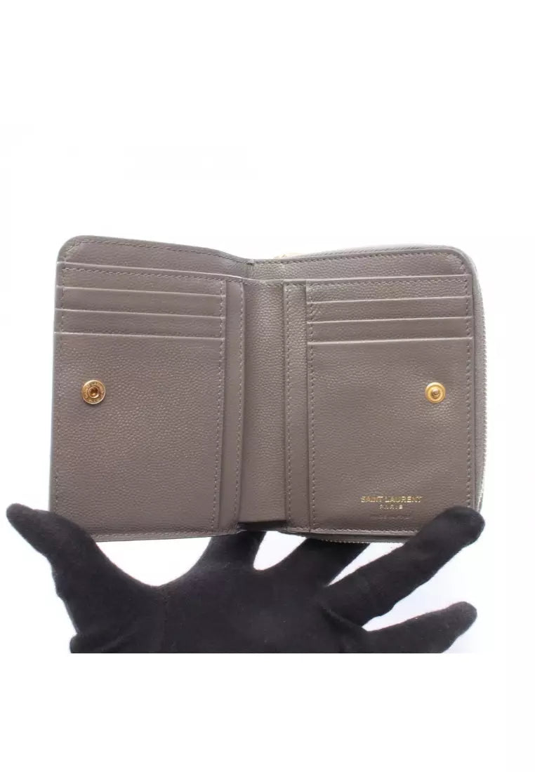 Ysl Paris monogram Bi-fold wallet leather gray